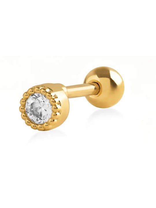 Troli Orecchino piercing placcato oro con cristallo trasparente donna