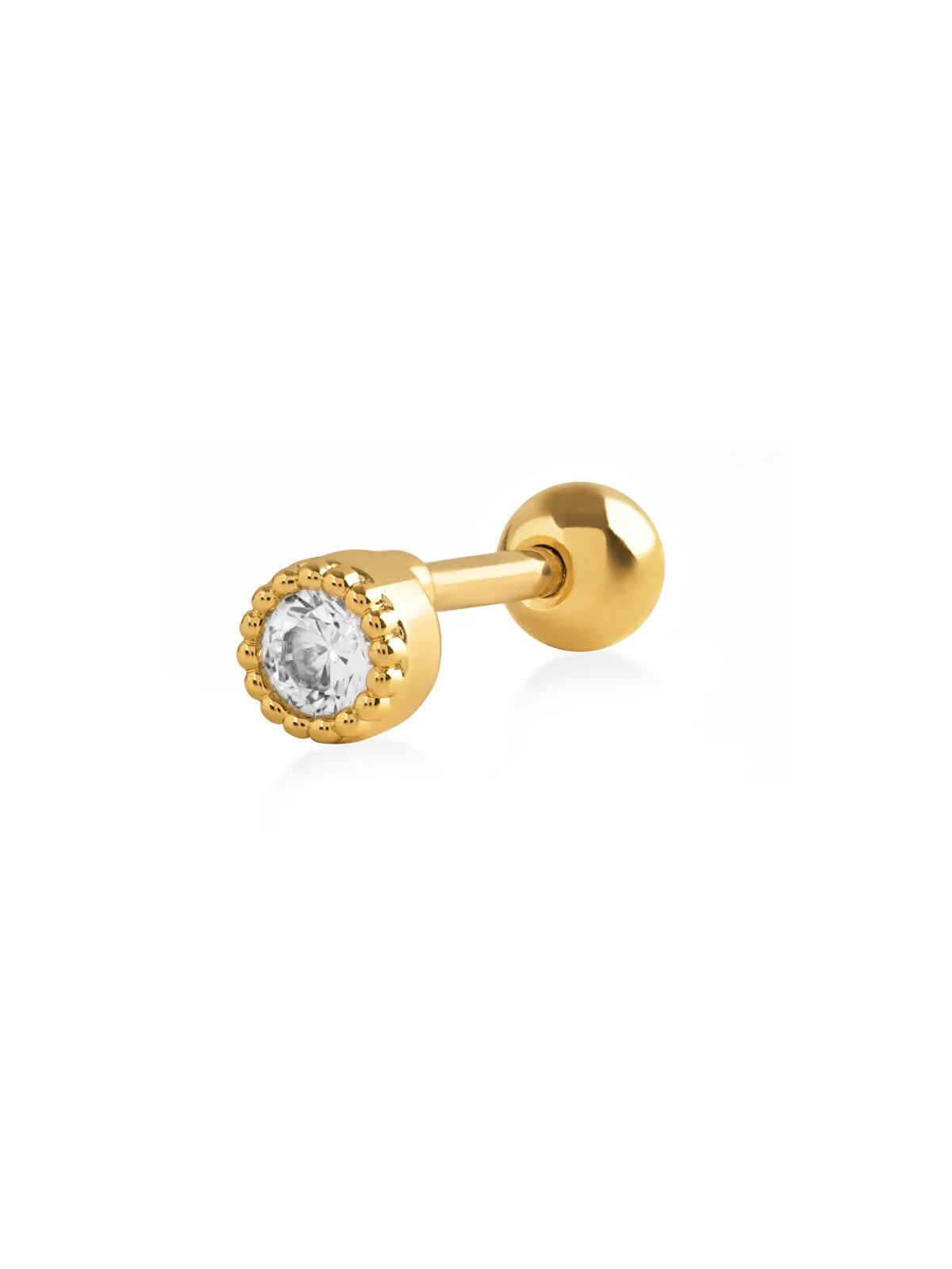 Troli Orecchino piercing placcato oro con cristallo trasparente donna