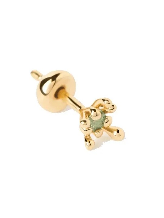 PDPAOLA Orecchino singolo placcato oro Green Fleur Colors PG01-320-U donna