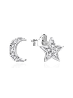 Agato Orecchini asimmetrici in argento con luna e stella AGT-E019PW donna