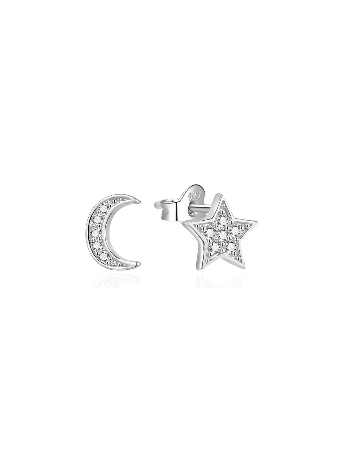 Agato Orecchini asimmetrici in argento con luna e stella AGT-E019PW donna