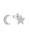 Agato Orecchini asimmetrici in argento con luna e stella AGT-E019PW donna