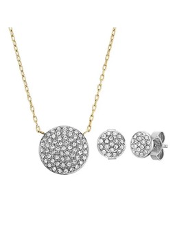 Fossil Set di gioielli bicolore in acciaio con zirconi JF04815SET (collana, orecchini) donna