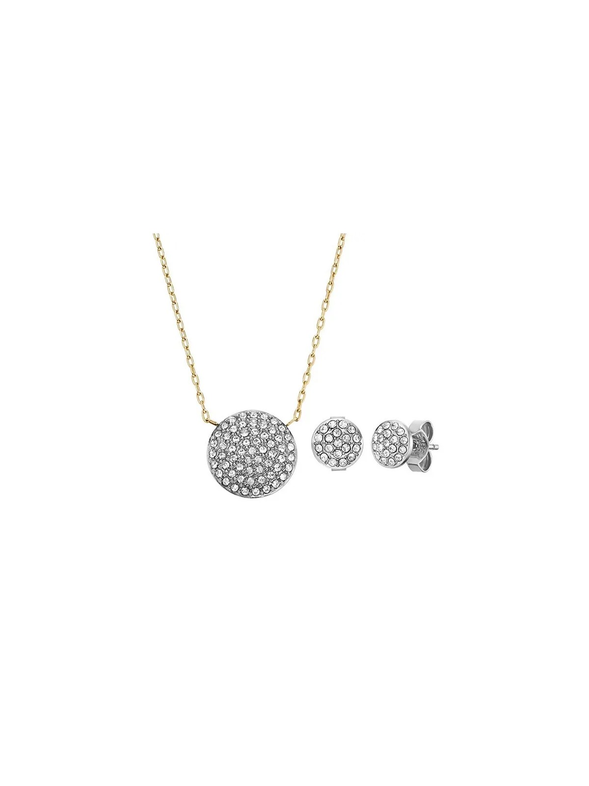 Fossil Set di gioielli bicolore in acciaio con zirconi JF04815SET (collana, orecchini) donna