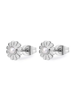 S'Agapõ Orecchini in acciaio Fiori con perle Messaggio SSG34 donna