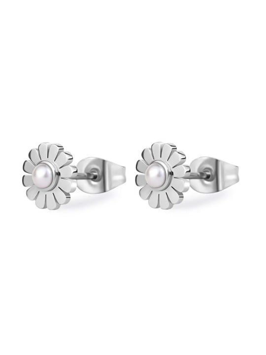 S'Agapõ Orecchini in acciaio Fiori con perle Messaggio SSG34 donna