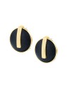 Trussardi Orecchini unici placcati in oro con pelle nera T-Round TJAYF01 donna