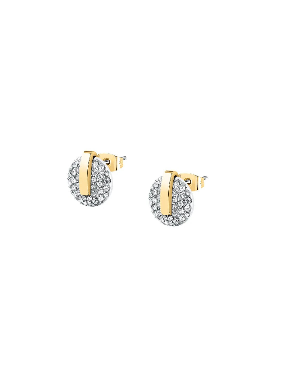 Orecchini Trussardi in acciaio bicolore lucido T-Round TJAYF14 donna