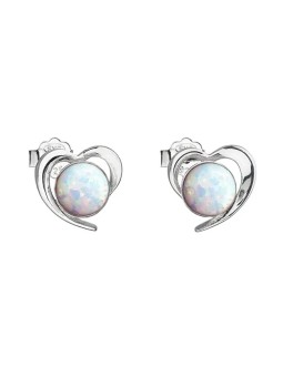 Evolution Group Orecchini a cuore in argento con opali sintetici bianchi 31259.3 bianco donna