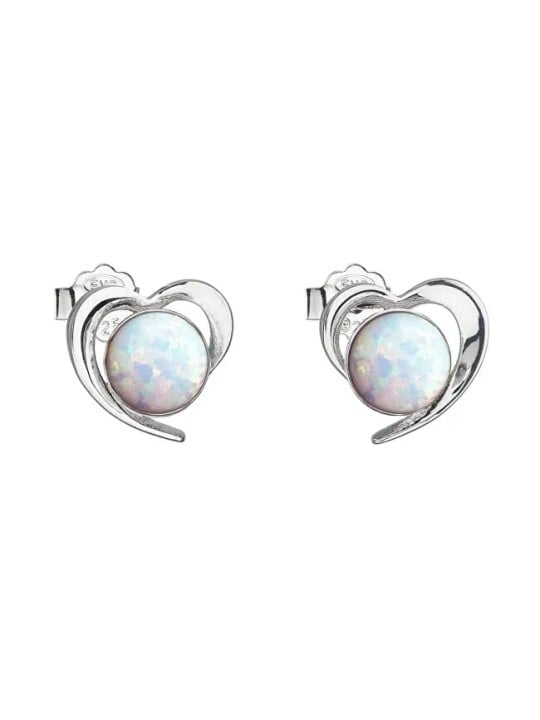 Evolution Group Orecchini a cuore in argento con opali sintetici bianchi 31259.3 bianco donna