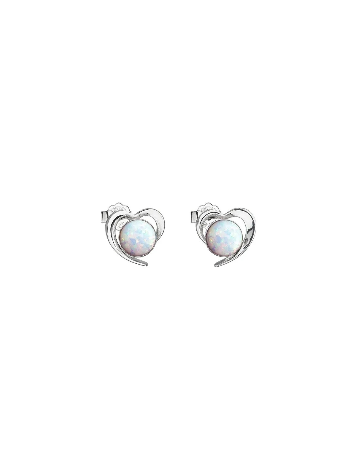 Evolution Group Orecchini a cuore in argento con opali sintetici bianchi 31259.3 bianco donna