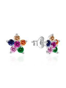 Agato Orecchini a forma di fiore in argento con zirconi colorati AGT-E172PC donna