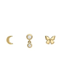Fossil Set di orecchini a bottone placcati in oro All Stacked Up JA7278SET donna