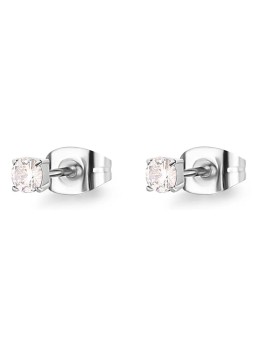 S'Agapõ Piccoli orecchini a bottone in acciaio con cristallo trasparente Dazzly SDZ45 donna