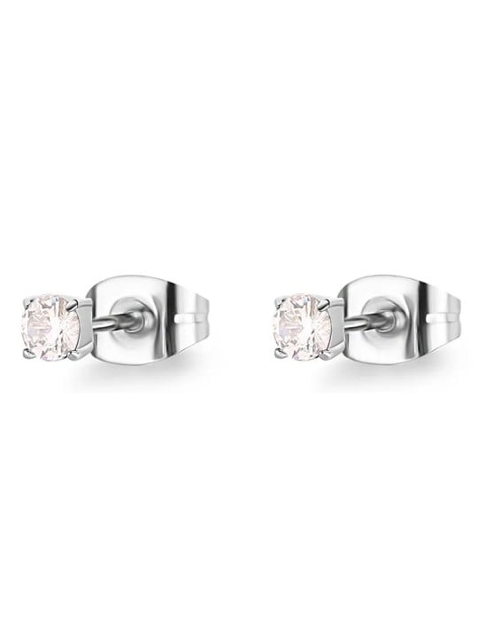 S'Agapõ Piccoli orecchini a bottone in acciaio con cristallo trasparente Dazzly SDZ45 donna