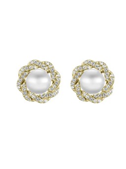 CRYSTalp Lussuosi orecchini placcati oro con cristalli e perle Ricca perla 42310.G donna