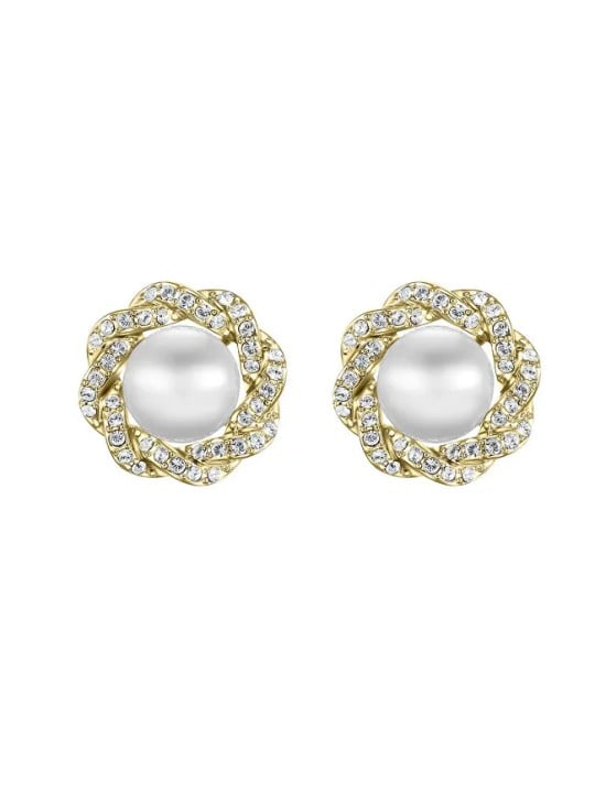 CRYSTalp Lussuosi orecchini placcati oro con cristalli e perle Ricca perla 42310.G donna