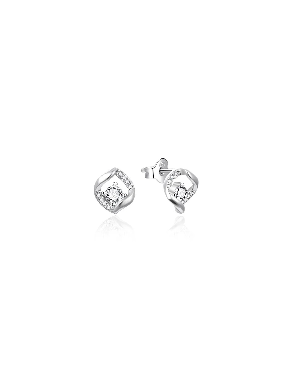 Agato Eleganti orecchini e bottoni in argento con zirconi AGT-E237PW donna