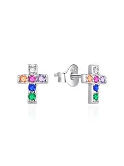 Agato Orecchini in argento Croce con zirconi colorati AGT-E169PC donna
