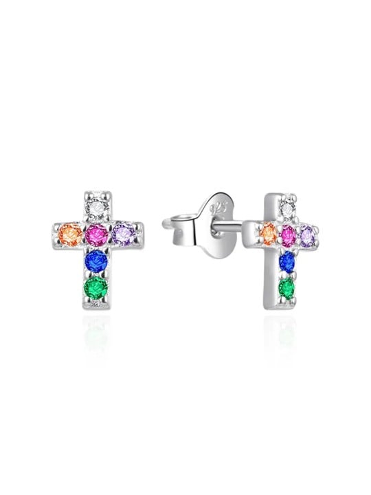 Agato Orecchini in argento Croce con zirconi colorati AGT-E169PC donna