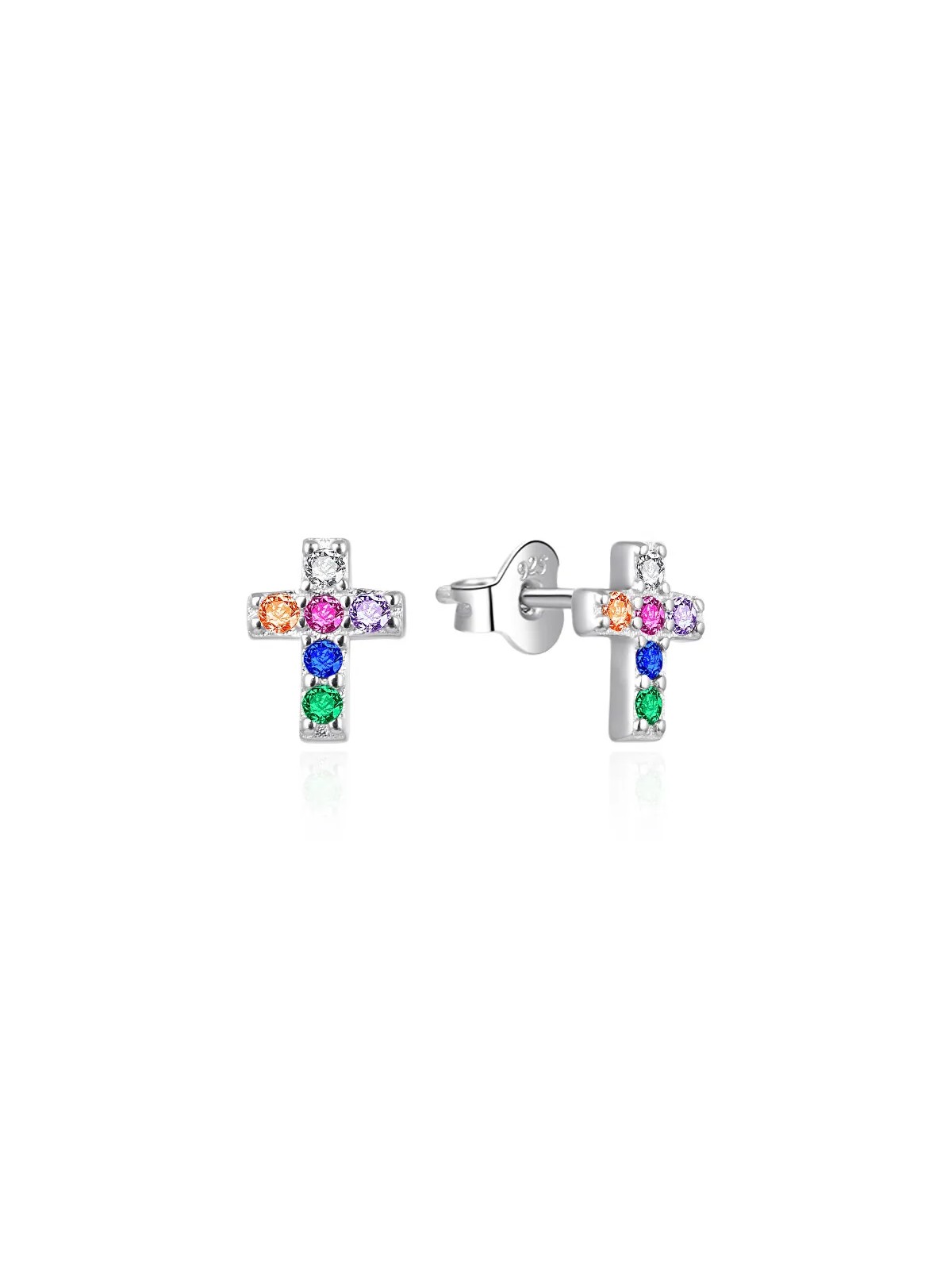 Agato Orecchini in argento Croce con zirconi colorati AGT-E169PC donna