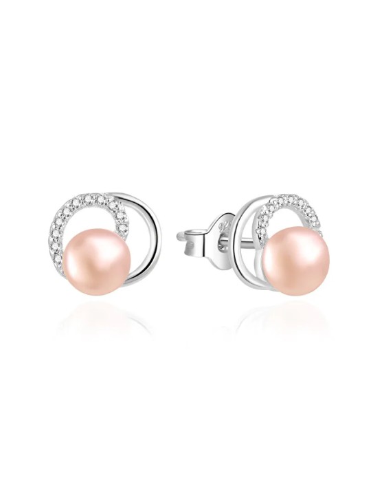 Agato Orecchini in argento con perla rosa autentica e zirconi AGT-E216PW-PPI donna