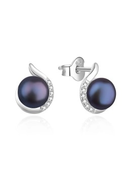 Agato Eleganti orecchini in argento con perle e zirconi AGT-E219PW-PBK donna
