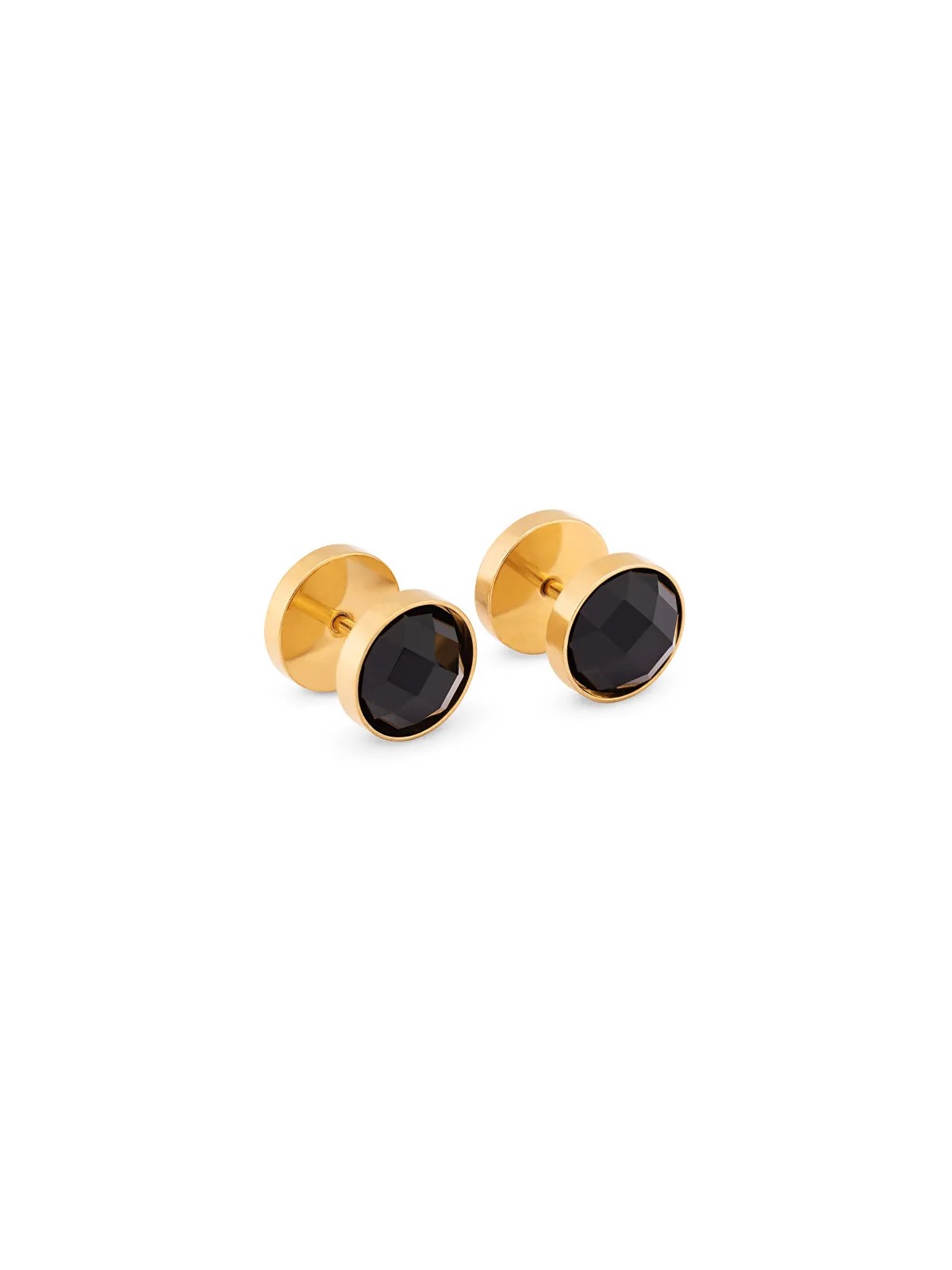 Troli Orecchini placcati oro con cristilla neri KS-139 unisex