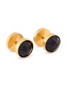 Troli Orecchini placcati oro con cristilla neri KS-139 unisex