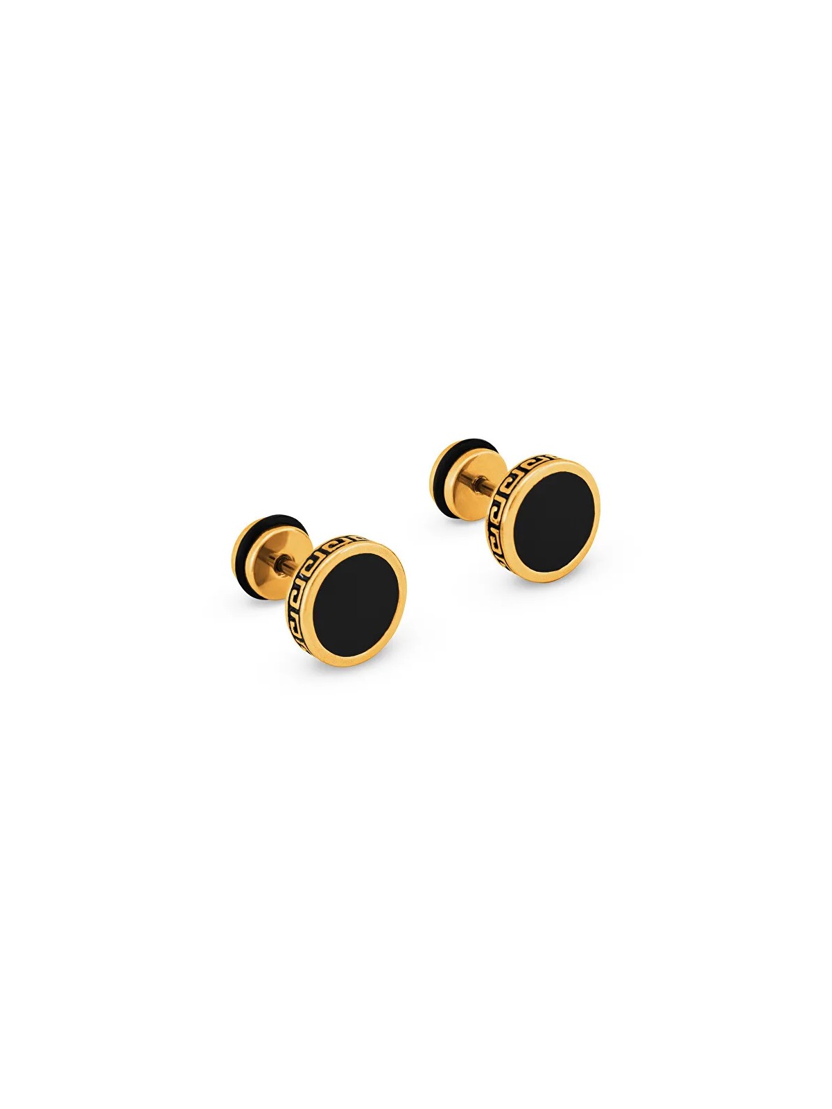 Troli Orecchini placcati oro con centro nero KS-133 unisex