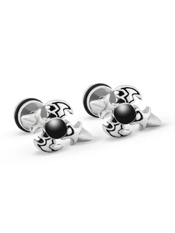 Troli Orecchini in acciaio alla moda con cristallo nero unisex