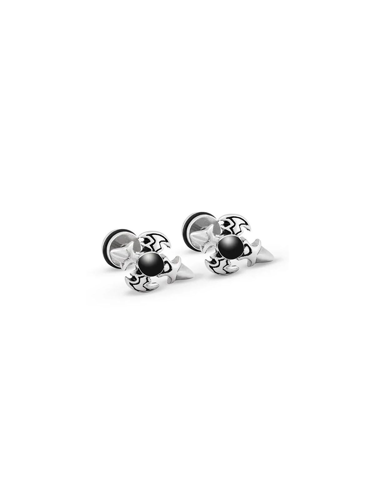 Troli Orecchini in acciaio alla moda con cristallo nero unisex