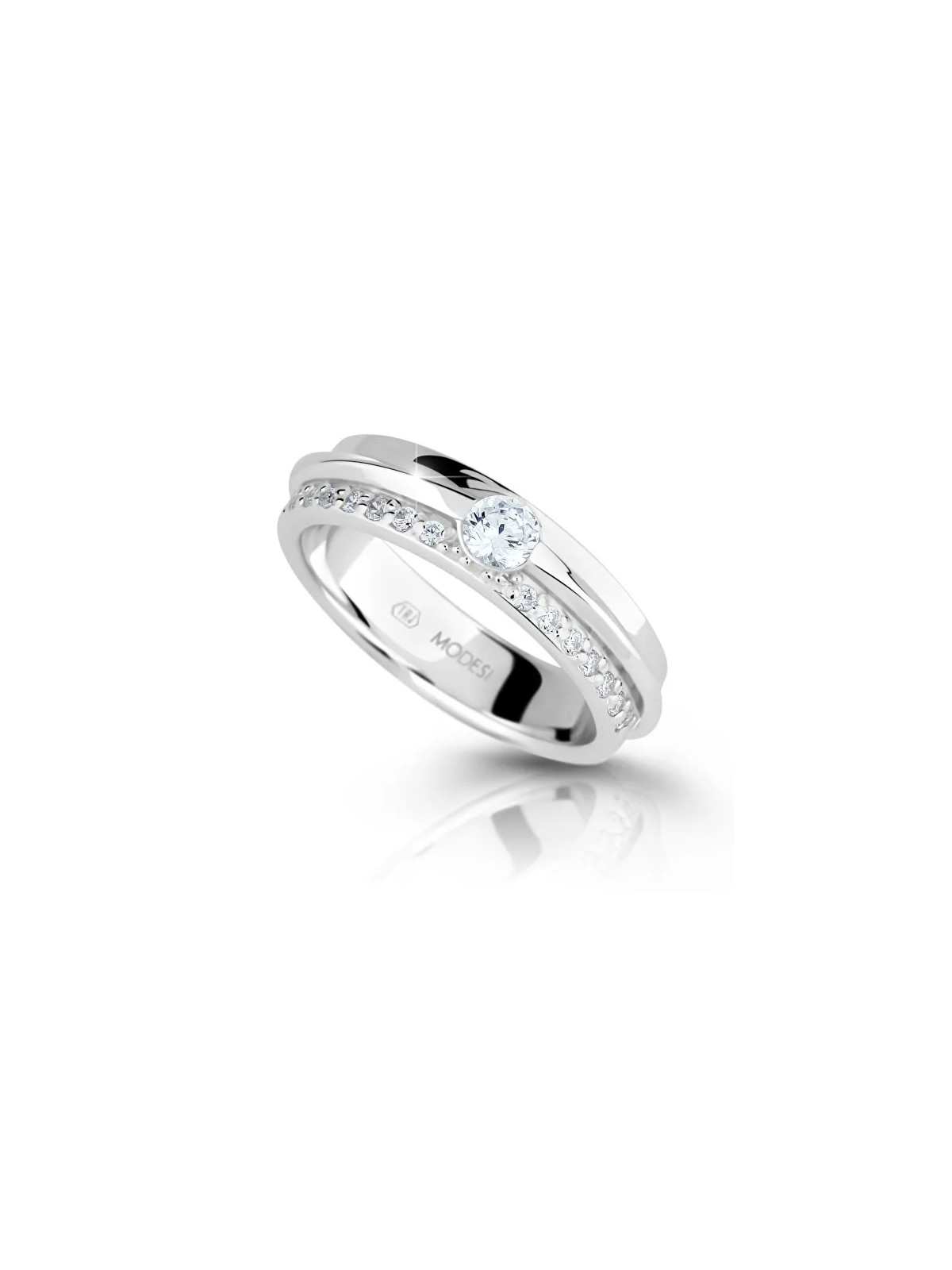 Modesi Anello in argento scintillante con zirconi M16020 - Diametro: 52 mm donna