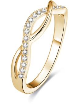 Benetto Anello in argento placcato oro con cristilla AGG192 - Diametro: 58 mm donna