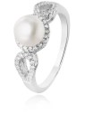 Beneto Anello in argento con cristilla e perla vera AGG205 - Diametro: 56 mm donna