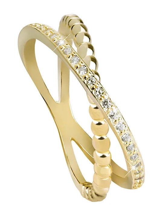 Beneto Doppio anello placcato oro con argento AGG196 - Diametro: 54 mm donna
