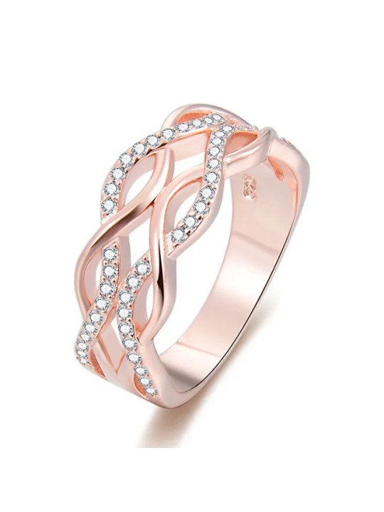 Benet Anello in argento placcato oro rosa con zirconi AGG333 - Diametro: 56 mm donna