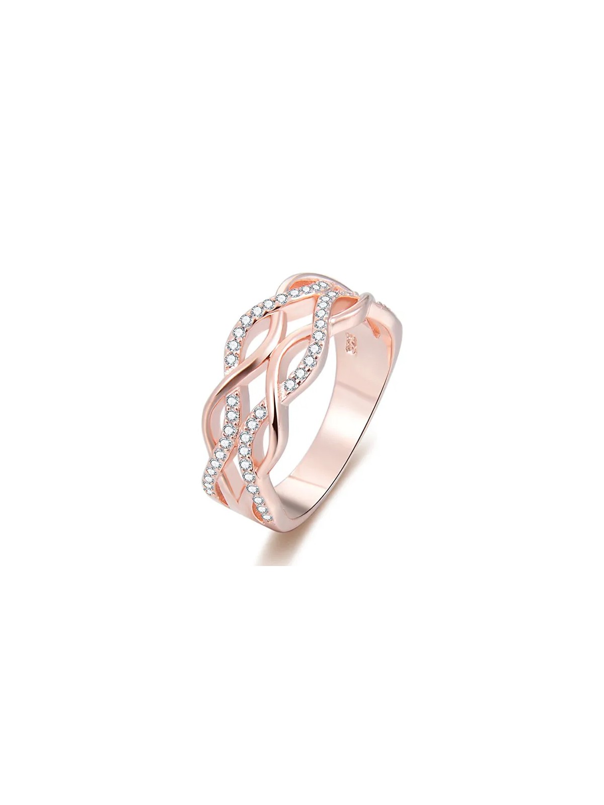 Benet Anello in argento placcato oro rosa con zirconi AGG333 - Diametro: 56 mm donna
