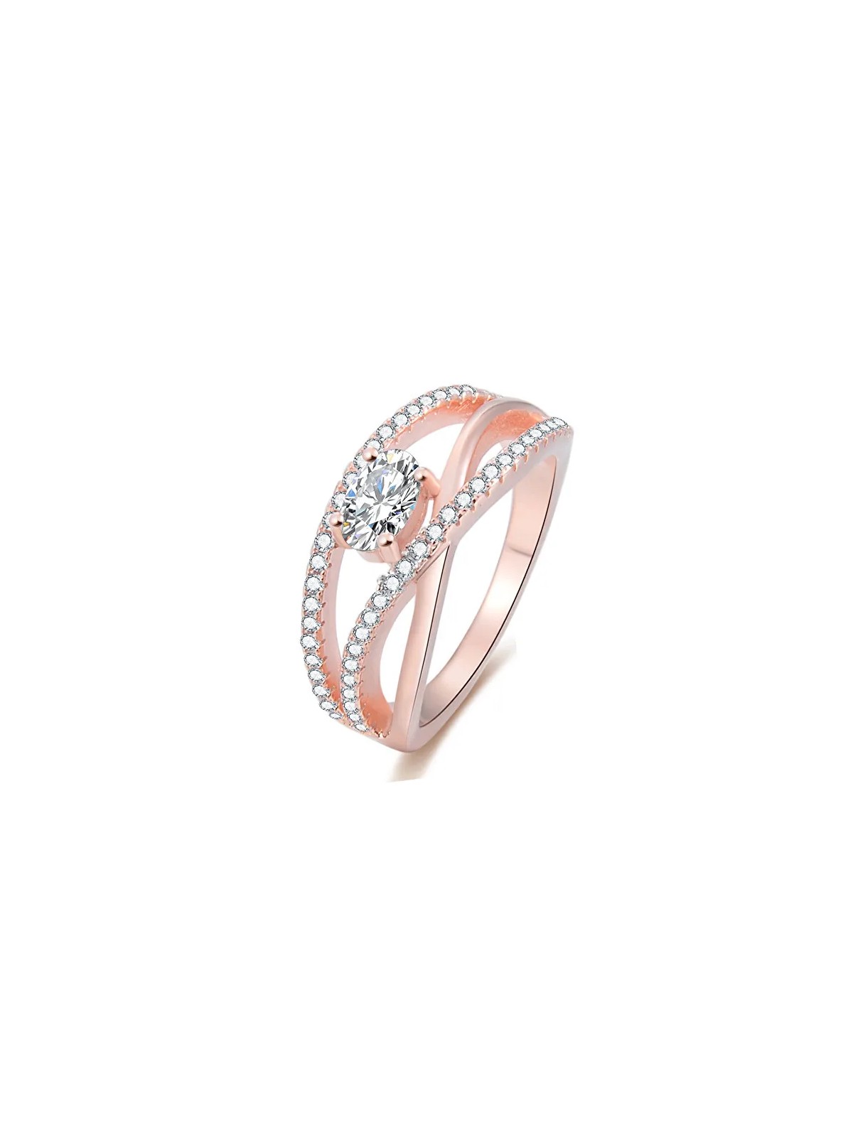 Benet Anello in argento placcato oro rosa con zirconi AGG331 - Diametro: 54 mm donna