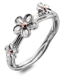 Hot Diamonds Anello in argento con fiore Non ti scordar di me DR214 - Diametro: 59 mm donna