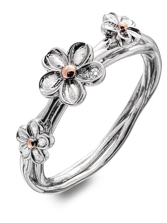 Hot Diamonds Anello in argento con fiore Non ti scordar di me DR214 - Diametro: 59 mm donna