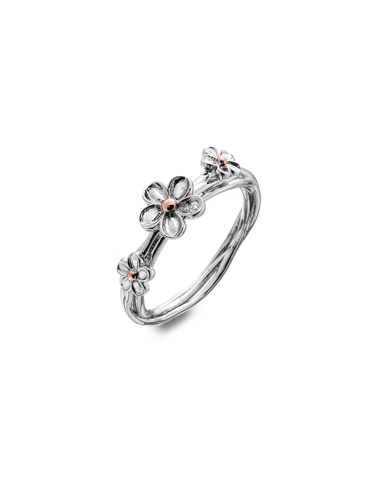 Hot Diamonds Anello in argento con fiore Non ti scordar di me DR214 - Diametro: 59 mm donna