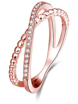 Beneto Anello doppio placcato oro rosa in argento AGG195 - Diametro: 50 mm donna
