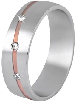 Beneto Exclusive Fede nuziale bicolore da donna in acciaio SPD07 - Diametro: 57 mm donna