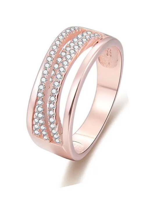 Benet Anello in argento placcato oro rosa con zirconi AGG340 - Diametro: 56 mm donna
