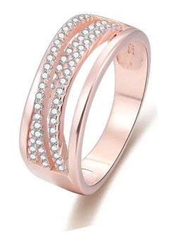 Benet Anello in argento placcato oro rosa con zirconi AGG340 - Diametro: 60 mm donna