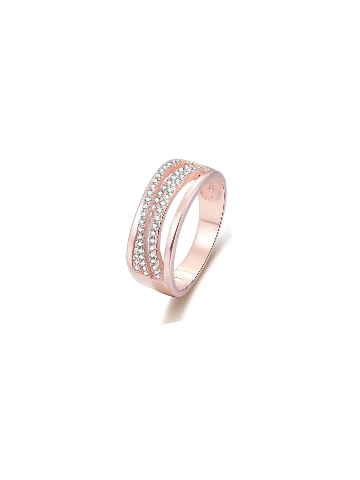 Benet Anello in argento placcato oro rosa con zirconi AGG340 - Diametro: 62 mm donna