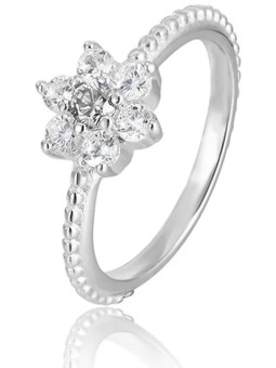 Benet Anello in argento con fiore AGG211 - Diametro: 56 mm donna