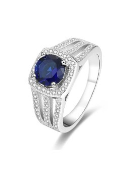 Benet Anello in argento con cristallo blu AGG326 - Diametro: 52 mm donna