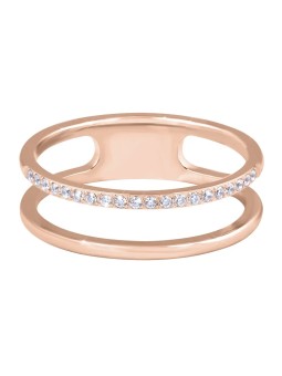 Troli Anello doppio minimalista in oro rosa - Diametro: 60 mm donna